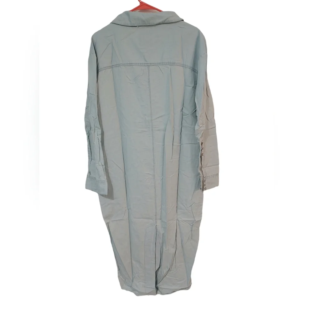 ONE X ONE TEASPOON Le Hustle Light Denim Coat Duster Trench Coat NWT Size XS - Picture 3 of 6